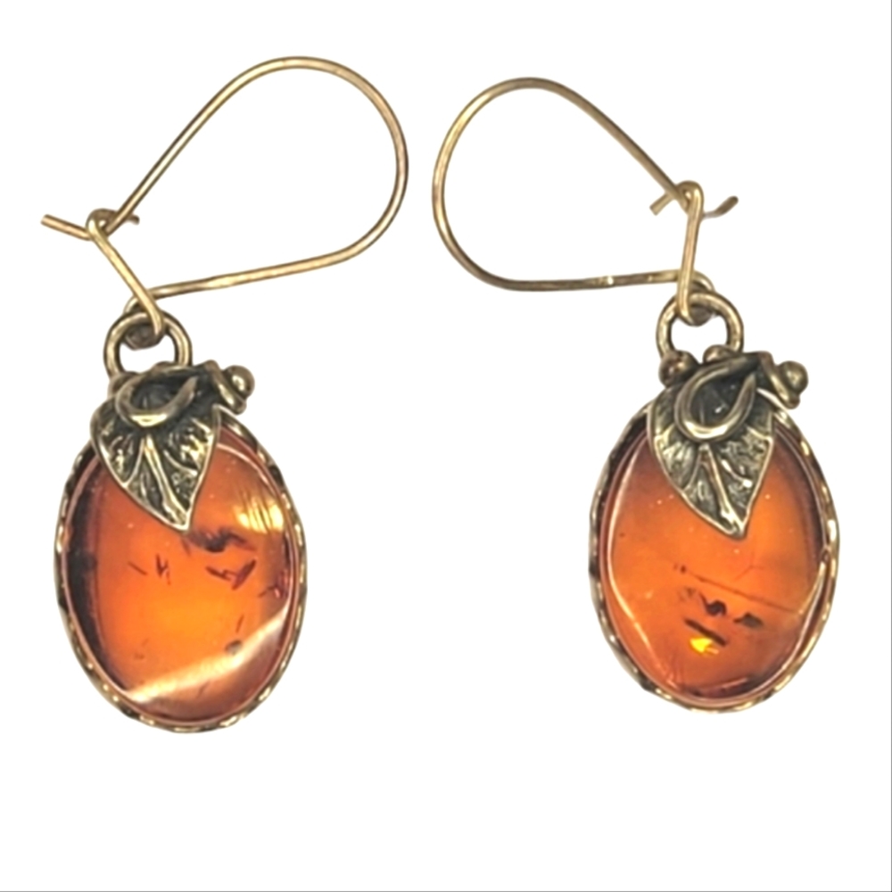 Sterling silver & amber stone earrings